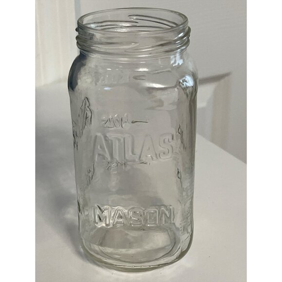 Vintage Atlas Mason Jar – Clear Glass Quart Canning Jar – Mid 20th Century - Picture 6 of 6